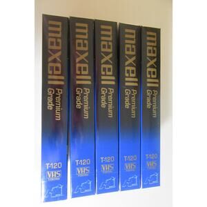 Lot Of 5 Maxell Premium Grade T-120 6 Hour Blank Recordable Videocassettes